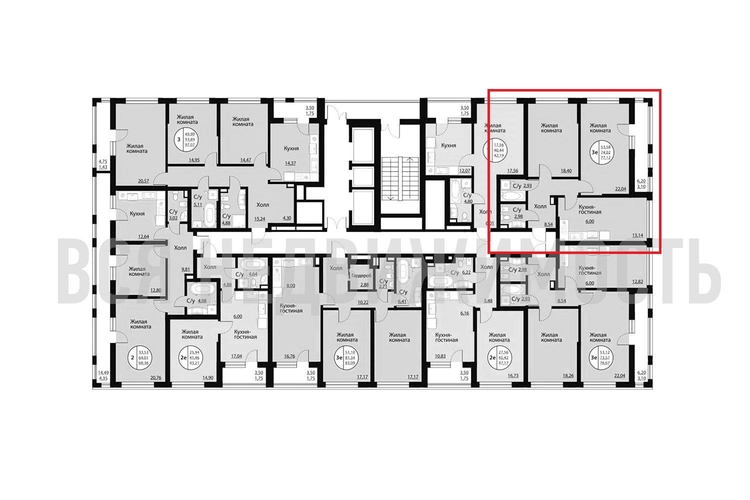 2-комнатная квартира, 77.12кв.м - изображение 1