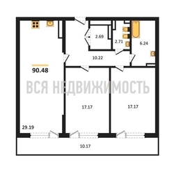 2-комнатная квартира, 90.48кв.м - изображение 1