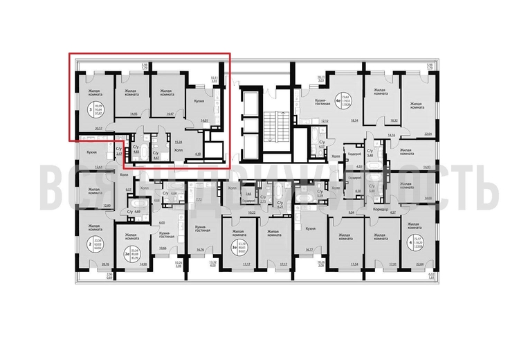 3-комнатная квартира, 97.87кв.м - изображение 1