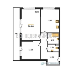 2-комнатная квартира, 70.08кв.м - изображение 1