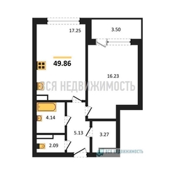 1-комнатная квартира, 49.86кв.м - изображение 1