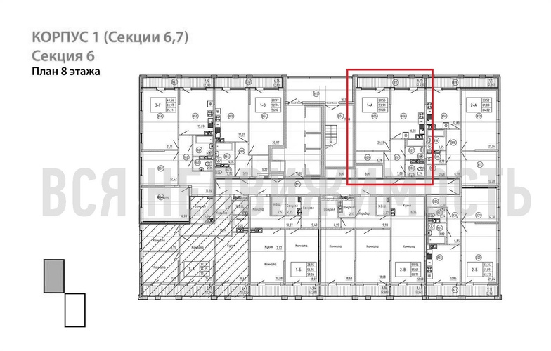 1-комнатная квартира, 57.29кв.м - изображение 1