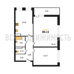 2-комнатная квартира, 80.11кв.м - изображение 1