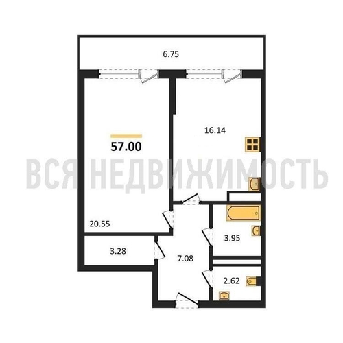 1-комнатная квартира, 57кв.м - изображение 0