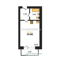 квартира-студия, 23,95кв.м. квартира-студия, 23,95кв.м. - изображение 1