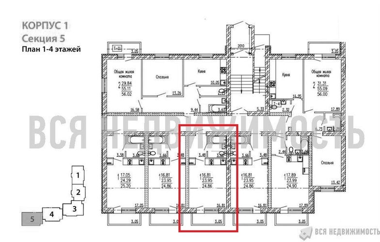 квартира-студия, 24,86кв.м. - изображение 1