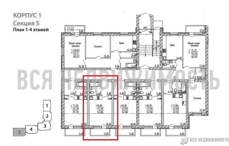 квартира-студия, 24,86кв.м. - изображение 1