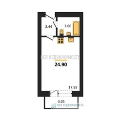 квартира-студия, 24,9кв.м. - изображение 1