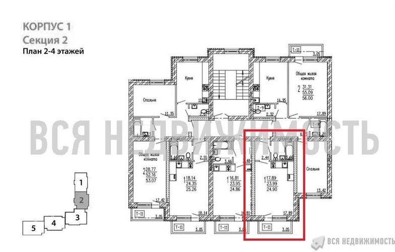 квартира-студия, 24,9кв.м. - изображение 1