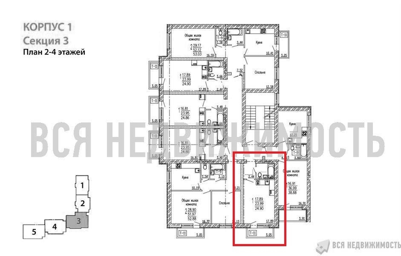 квартира-студия, 24,9кв.м. - изображение 1