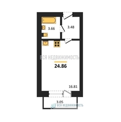 квартира-студия, 24,86кв.м. - изображение 1