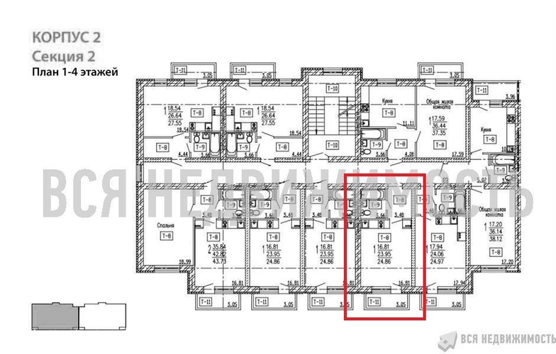 квартира-студия, 24,86кв.м. - изображение 1