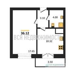 1-комнатная квартира, 36.12кв.м - изображение 1
