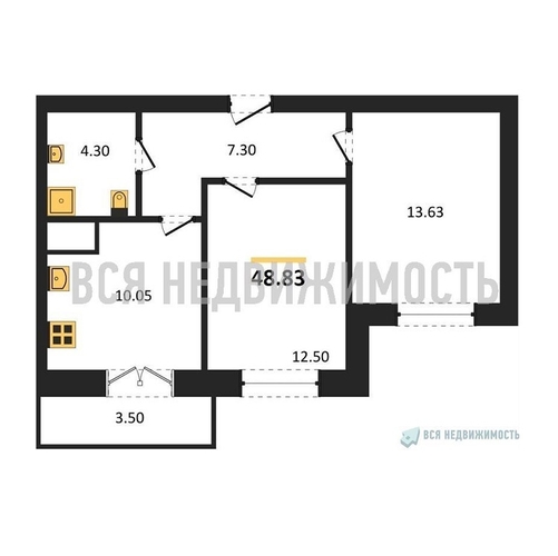 2-комнатная квартира, 48.83кв.м - изображение 0