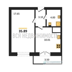 1-комнатная квартира, 35.89кв.м - изображение 1