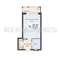 квартира-студия, 31,25кв.м. квартира-студия, 31,25кв.м. - изображение 1