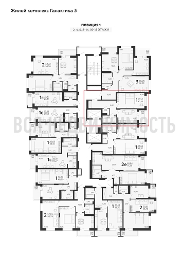 1-комнатная квартира, 43.18кв.м - изображение 1