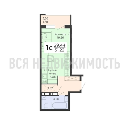 квартира-студия, 31,22кв.м. - изображение