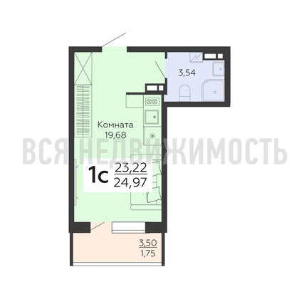 квартира-студия, 24,97кв.м. - изображение