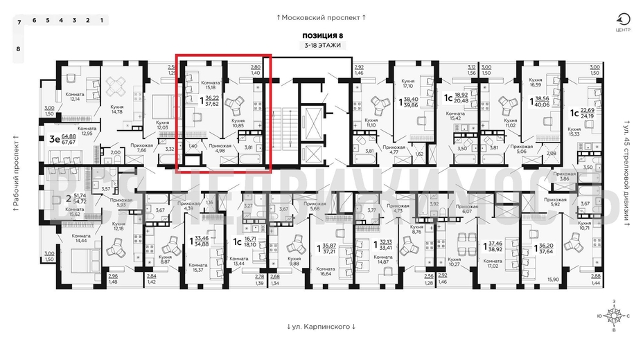 1-комнатная квартира, 37.62кв.м - изображение 1