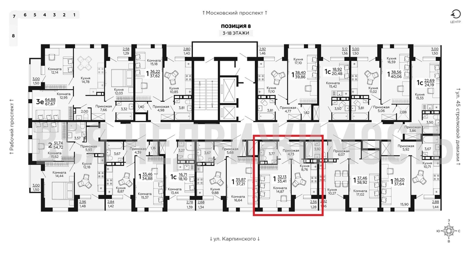 1-комнатная квартира, 33.41кв.м - изображение 1