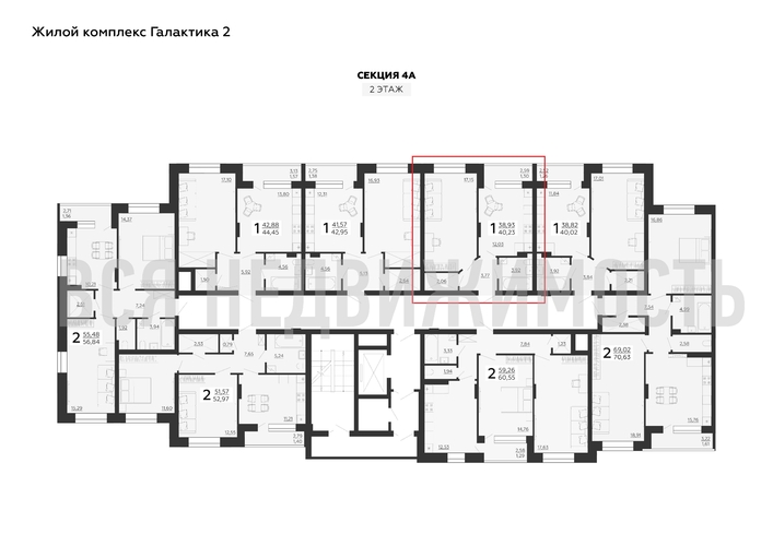 1-комнатная квартира, 40.23кв.м - изображение 1