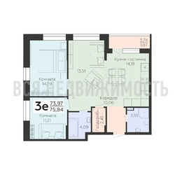 2-комнатная квартира, 75.84кв.м - изображение 1