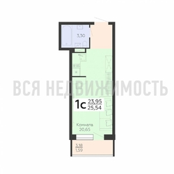 квартира-студия, 25,54кв.м. квартира-студия, 25,54кв.м. - изображение 1