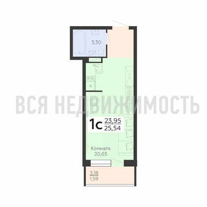 квартира-студия, 25,54кв.м. - изображение