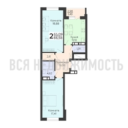 2-комнатная квартира, 66.58кв.м - изображение 1