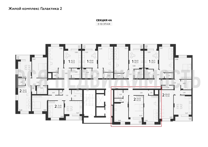 2-комнатная квартира, 60.32кв.м - изображение 1