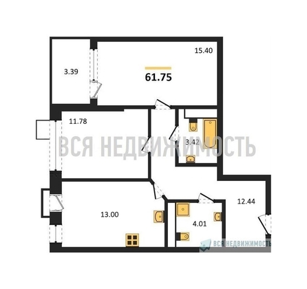 2-комнатная квартира, 61.75кв.м - изображение