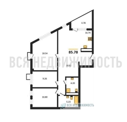 3-комнатная квартира, 85.78кв.м 3-комнатная квартира, 85.78кв.м - изображение 1