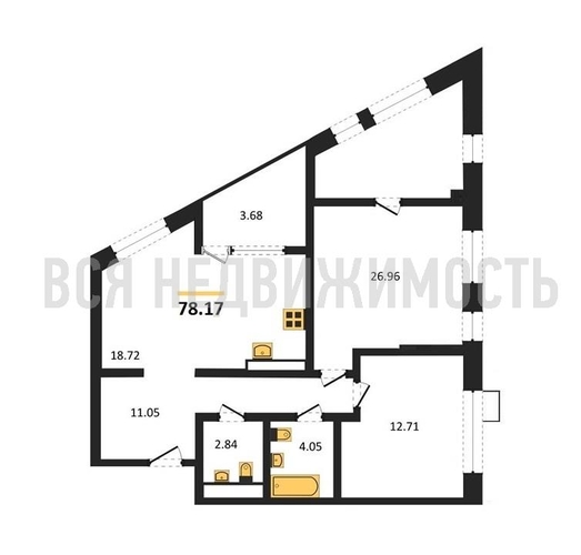 2-комнатная квартира, 78.17кв.м - изображение 0