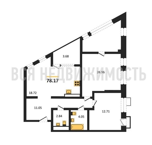 2-комнатная квартира, 78.17кв.м - изображение 0