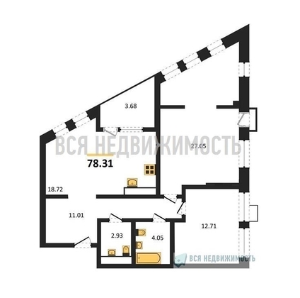 2-комнатная квартира, 78.31кв.м - изображение