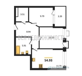 2-комнатная квартира, 54.93кв.м - изображение 1