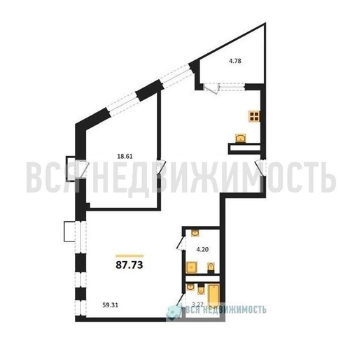 1-комнатная квартира, 87.73кв.м - изображение 0