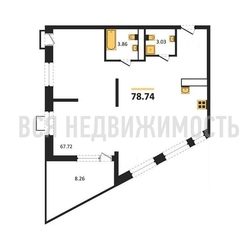 квартира-студия, 78,74кв.м. квартира-студия, 78,74кв.м. - изображение 1