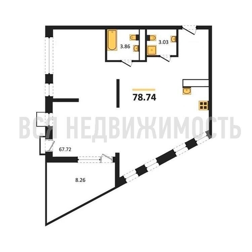 квартира-студия, 78,74кв.м. - изображение 0