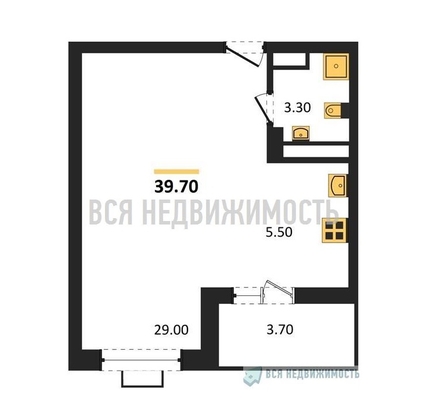 квартира-студия, 39,7кв.м. - изображение