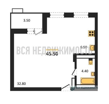 квартира-студия, 45,5кв.м. - изображение