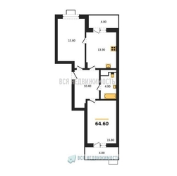 2-комнатная квартира, 64.6кв.м - изображение 1