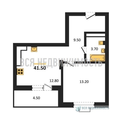 1-комнатная квартира, 41.5кв.м - изображение