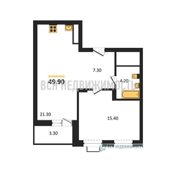 1-комнатная квартира, 49.9кв.м - изображение 1