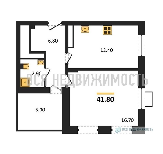 1-комнатная квартира, 41.8кв.м - изображение 0