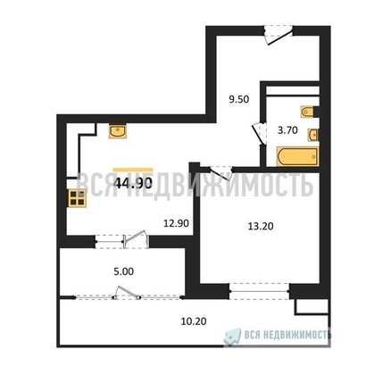 1-комнатная квартира, 44.9кв.м - изображение
