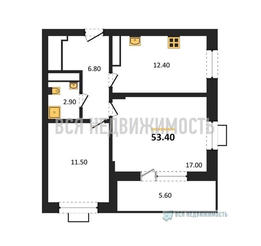 2-комнатная квартира, 53.4кв.м - изображение 0