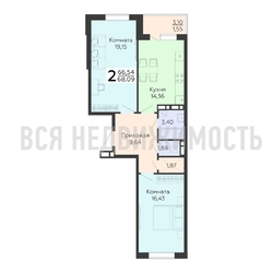 2-комнатная квартира, 68.09кв.м - изображение 1