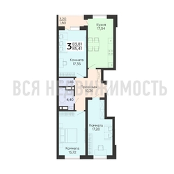 3-комнатная квартира, 85.41кв.м 3-комнатная квартира, 85.41кв.м - изображение 1